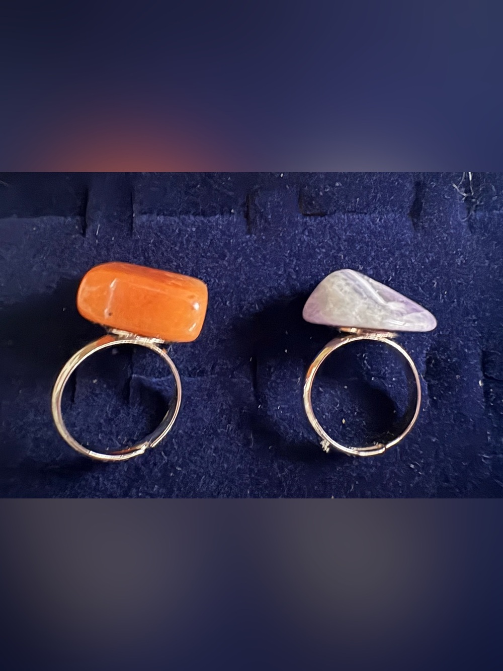 Handcrafted Orange and Purple Gemstone Accent Ring - Women Jewelry